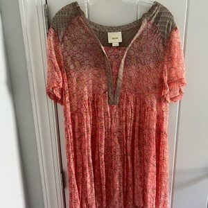 Maeve sheer dress with hot pink slip